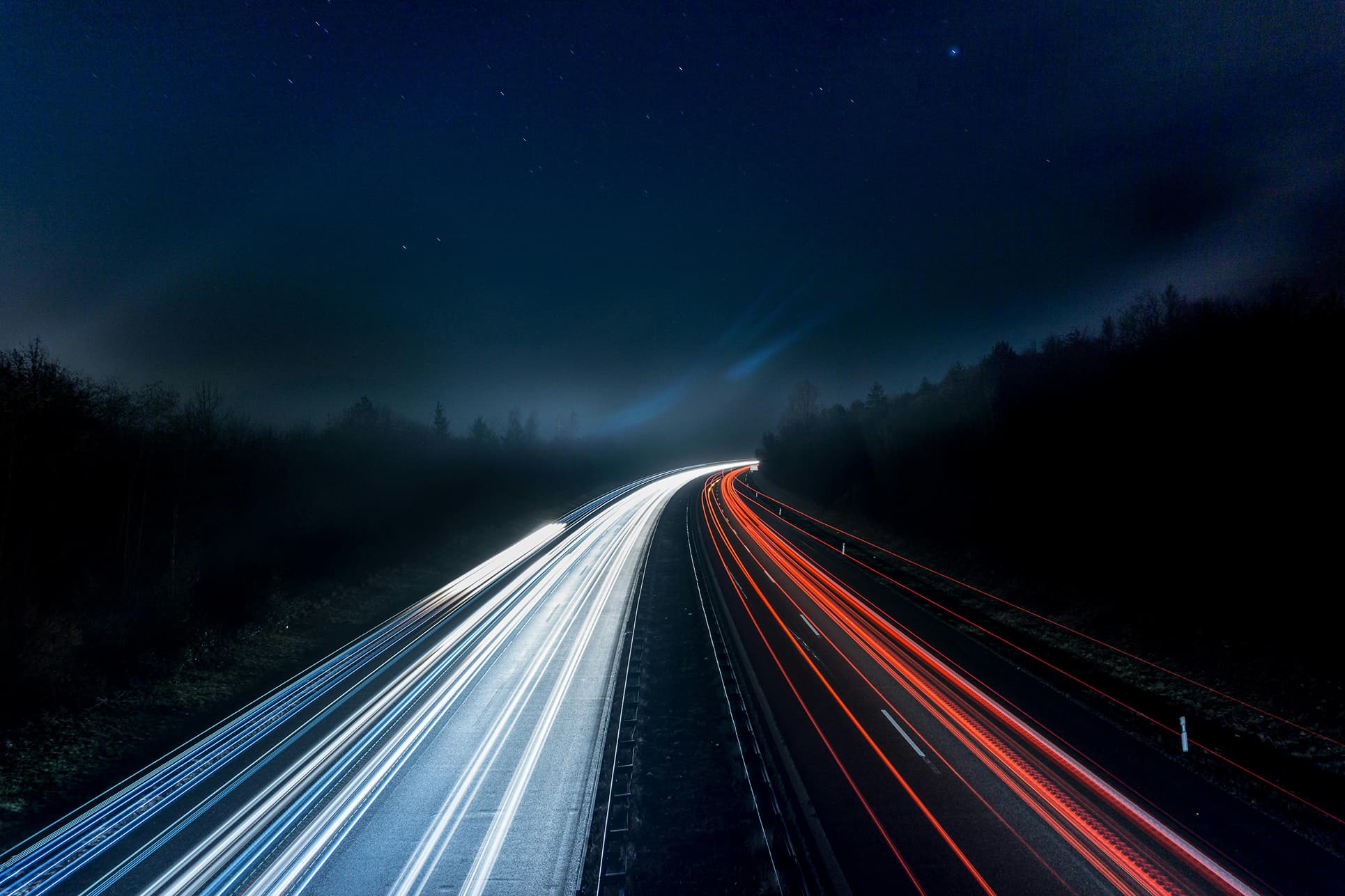 Highway light trails